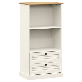 The Living Store VIGO Boekenkast - 60 x 35 x 114.5 cm - Massief grenenhout - 2 vakken - 2 lades