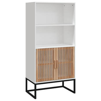 The Living Store Hoge Kast - Wit - 60 x 35 x 125 cm - Duurzaam Hout - Stabiele IJzeren Poten