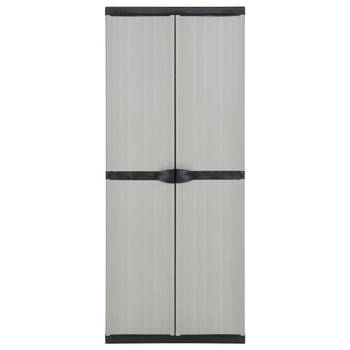 The Living Store Tuinkast PVC - PP Grijs/Zwart - 68x40x168 cm - 3 Schappen