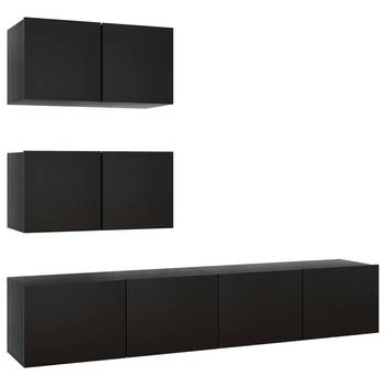 The Living Store Hangende TV-kasten - Spaanplaat - 60 x 30 x 30 cm / 80 x 30 x 30 cm - Zwart