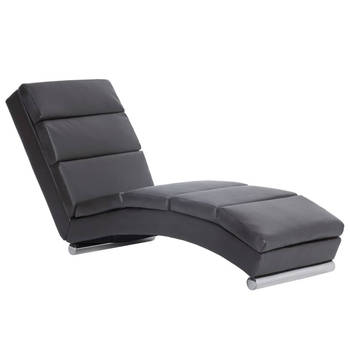 The Living Store Chaise Longue - Comfortabel Grijs - 155x51x71 cm - Roestvrijstalen Poten