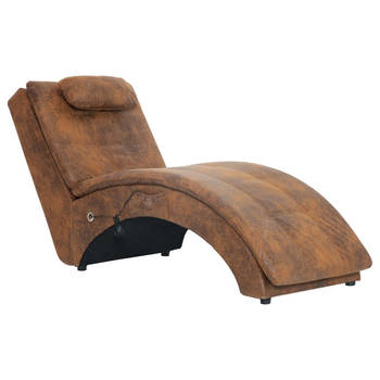 The Living Store Chaise Longue - Bruin - 142 x 55 x 73 cm - Massage en Verwarming
