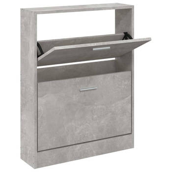 The Living Store Schoenenkast Betongrijs - 59 x 17 x 81 cm - Duurzaam materiaal