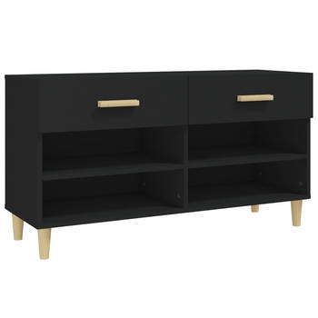 The Living Store Schoenenkast - Zwart - 102 x 35 x 55 cm - 2 lades - 4 vakken