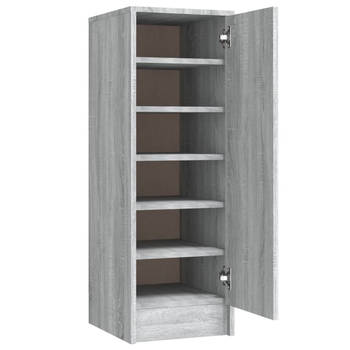 The Living Store Schoenenkast - Grijze Sonoma Eiken - 32 x 35 x 92 cm - Bewerkt Hout