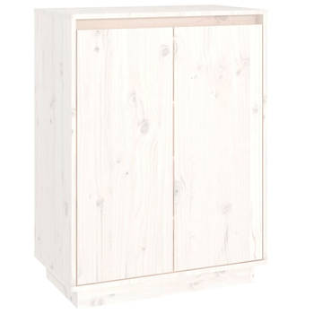 The Living Store Houten Schoenenkast - Massief grenenhout - 60 x 35 x 80 cm - Wit