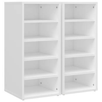 The Living Store Schoenenkast - Tijdloos - Opbergers - Afmeting- 31.5 x 35 x 70 cm - Kleur- wit - Materiaal- spaanplaat