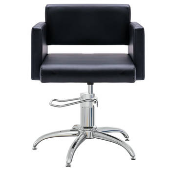 The Living Store Salonstoel - Kappersstoel - Zwart - 55x54x(75-85) cm - Anti-slip - Comfortabel - Stalen frame -