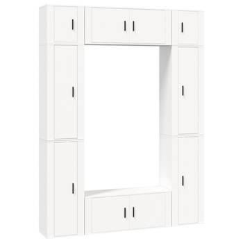 The Living Store TV-meubel set - Classic - 8-delig - Wit - 100x40 cm - Bewerkt hout