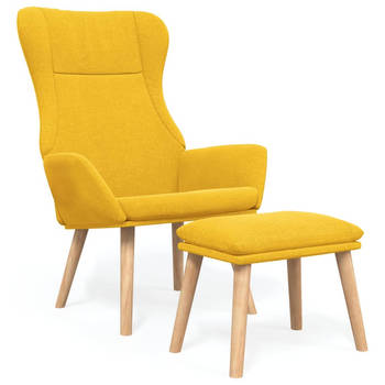 The Living Store Relaxstoel Massief Rubberwood Mosterdgeel 70x77x94cm - Duurzaam - Comfortabel