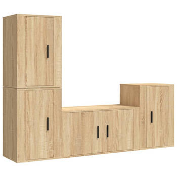 The Living Store - Televisiekastenset - TV-meubel - 80x34.5x40cm - Sonoma eiken - 3 stuks