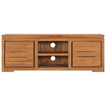 The Living Store Teak Tv-meubel - 110 x 30 x 40 cm - Rustieke stijl - Massief teakhout - 2 deuren - 2 vakken