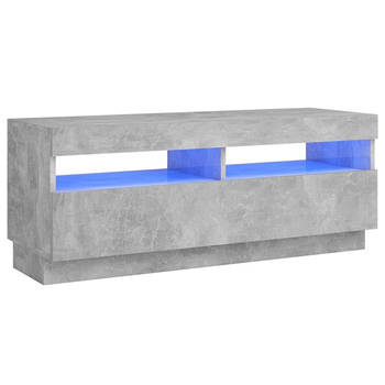 The Living Store TV-meubel Betongrijs - LED-verlichting - 100x35x40 cm - Duurzaam