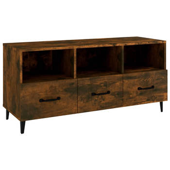 The Living Store Tv-meubel Gerookt Eiken - 102 x 35 x 50 cm - Bewerkt Hout en Ijzer