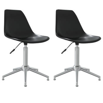 The Living Store Draaibare Eetkamerstoelen - Polypropyleen - Zwart - 46 x 59 x (70-82) cm - Ergonomisch