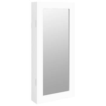 The Living Store Sieradenkast met spiegel - Wit - 30 x 8.5 x 67 cm - Afsluitbaar