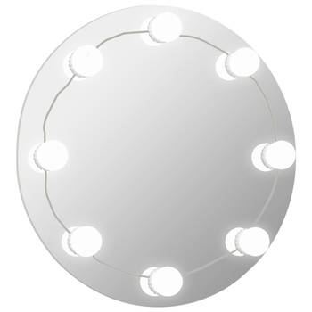 The Living Store Wandspiegel LED - Zilver - 50 cm - Geslepen randen
