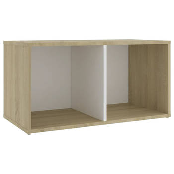 The Living Store Televisiekast - Klassiek - 72 x 35 x 36.5 cm - Wit - Sonoma Eiken