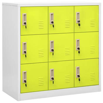 The Living Store Lockerkasten Opbergkast - 90 x 45 x 92.5 cm - Lichtgrijs - Groen - Staal