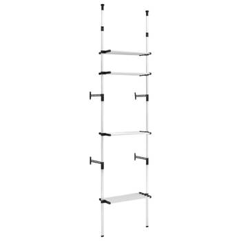 The Living Store Telescopisch Garderobesysteem - Kledingrek 70x40x250-300 cm - Aluminium