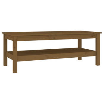 The Living Store Salontafel - Grenenhout - 110x50x40 cm - Honingbruin - Met opbergschap