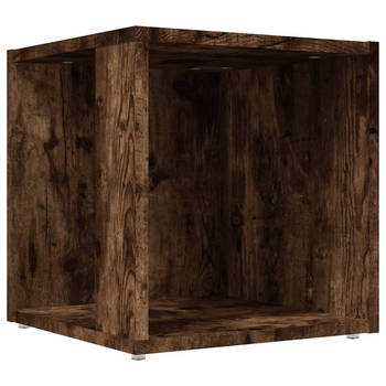 The Living Store Opbergkast - Tafeltje - Gerookt Eiken - 33x33x34.5cm - Bewerkt Hout