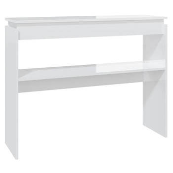 The Living Store Consoletafel - Hoogglans wit - 102 x 30 x 80 cm - Spaanplaat