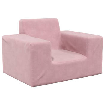 The Living Store Kindersofa Pluche - 52.5 x 39.5 x 35 cm - Roze