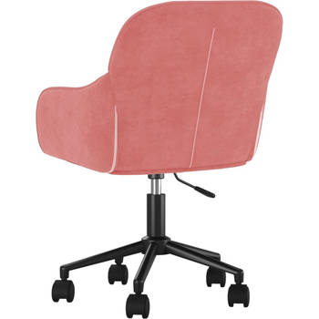 The Living Store Eetkamerstoelen - Roze Fluweel - 56 x 61 cm - Verstelbare hoogte - Stevig frame