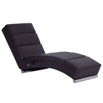 The Living Store Chaise Longue - Massage en Verwarming - Bruin - 155 x 51 x 71 cm - USB-aansluiting