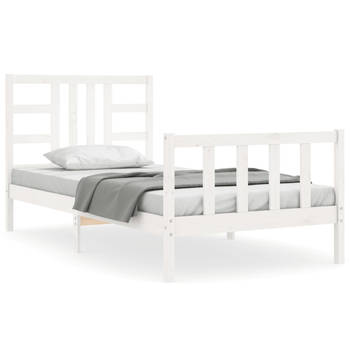 The Living Store Bed Vuren Wit - 205.5 x 95.5 x 100 cm - Stevig en Duurzaam