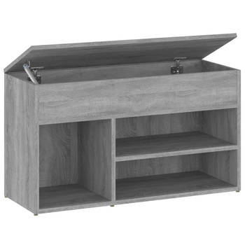 The Living Store Schoenenbank - Trendy ontwerp - Bewerkt hout - 80x30x45 cm - Grijs Sonoma Eiken