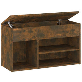 The Living Store Schoenenbank - Gerookt eiken - 80 x 30 x 45 cm - Praktisch opbergmeubel