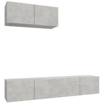 The Living Store TV-meubelset - Betongrijs - 80 x 30 x 30 cm - 3x