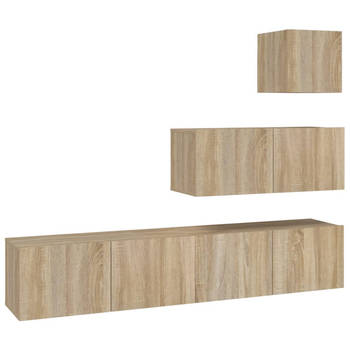 The Living Store TV-meubelset Sonoma Eiken - 30.5x30x30 / 80x30x30cm - Duurzaam hout - Praktische opbergruimte -
