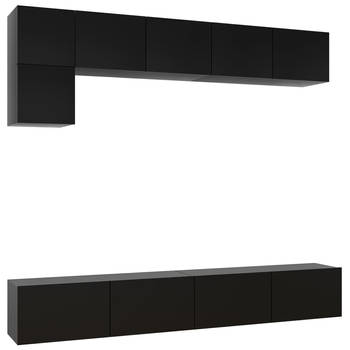 The Living Store TV Meubelset - Wandbevestiging - Zwart - Spaanplaat - 60x30x30 cm / 80x30x30 cm / 100x30x30 cm