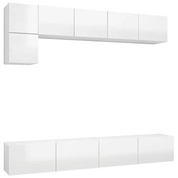 The Living Store TV-meubelset - Hoogglans wit - Spaanplaat - 60x30x30 cm (BxDxH) - Televisiemeubel