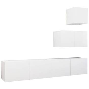 The Living Store televisiemeubelset Hangend - spaanplaat - wit - 30.5x30x30 cm - 60x30x30 cm - 80x30x30 cm