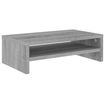 The Living Store Monitorstandaard - Praktisch - Bewerkt hout - 42x24x13 cm - Grijs sonoma eiken - Opbergschap - Montage