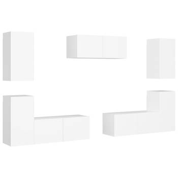 The Living Store Televisiekast - Trendy Design - Meerdere Vakken - Eenvoudig te Onderhouden - Wit - Spaanplaat - 80 x