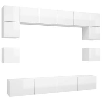 The Living Store TV-meubelset - hoogglans wit - spaanplaat - 100x30x30 - 80x30x30 - 60x30x30 - 30.5x30x30 cm