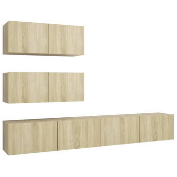 The Living Store TV-meubel set - Sonoma eiken - 80 x 30 x 30 cm - 100 x 30 x 30 cm - Stevig en duurzaam TV meubel