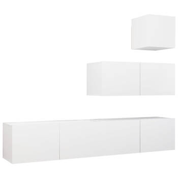 The Living Store TV-meubelset Modern Wit - 1x 30.5 x 30 x 30 cm - 3x 80 x 30 x 30 cm spaanplaat TV-meubel