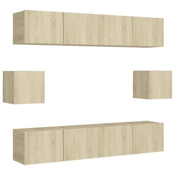 The Living Store Televisiemeubelset - Sonoma Eiken - 4x 80x30x30 cm + 2x 30.5x30x30 cm