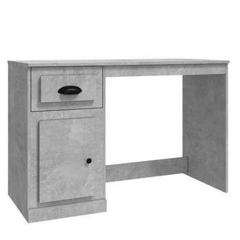 The Living Store Bureau Betongrijs - 115x50x75 cm - Duurzaam bewerkt hout met opbergruimte - praktische deur en