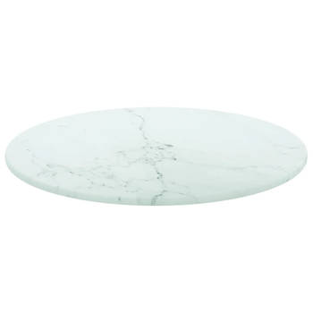 The Living Store Tafelblad Gehard Glas - 30 x 0.8 cm - Wit - Marmeren Design - Duurzaam