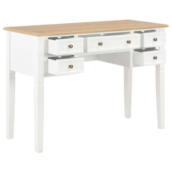 The Living Store Schrijftafel Bureau - 109.5 x 45 x 77.5 cm - 5 grote lades - MDF en grenenhout