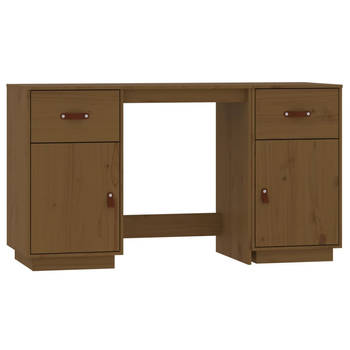 The Living Store Bureau Grenenhout Honingbruin 135x50x75 cm - Massief grenenhout - stabiel frame - voldoende