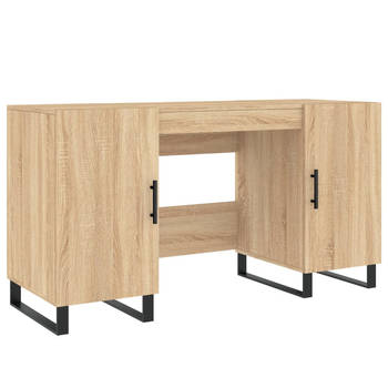 The Living Store Bureau Opbergkast - 140 x 50 x 75 cm - Sonoma Eiken - IJzer - Industriële Stijl