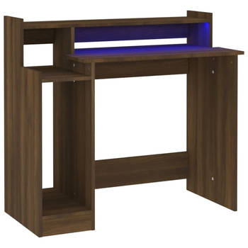 The Living Store Bureau X s - Computerbureau - 97 x 45 x 90 cm - LED Verlichting - Bruineiken